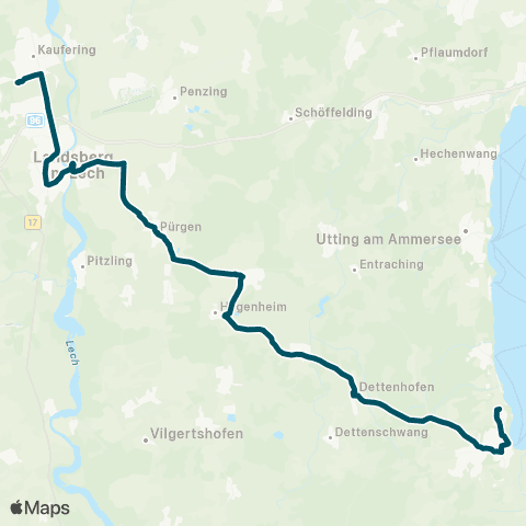Die Münchner VerkehrsVerbund  Landsberg - Hofstetten - Dettenschwang - Dießen ( - Riederau) map