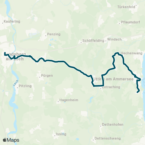 Die Münchner VerkehrsVerbund  Landsberg - Schwifting - Finning - Utting - Holzhausen map