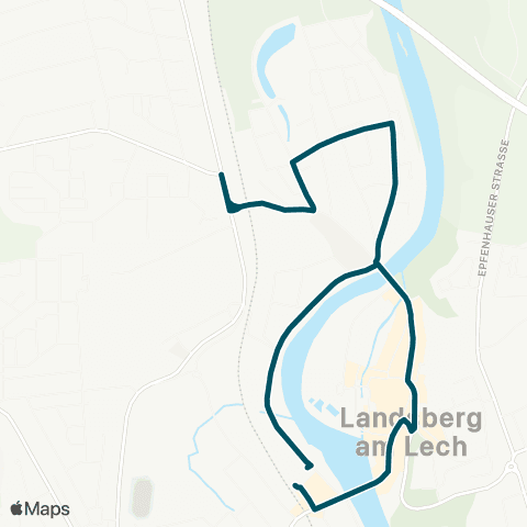 Die Münchner VerkehrsVerbund  StadtBus Landsberg: Landsberg - Alter Friedhof - St.-Ulrich-Platz - Alter Friedhof - Landsberg map