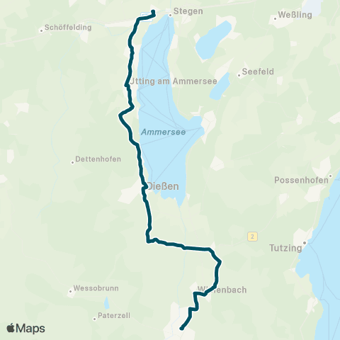 Die Münchner VerkehrsVerbund  Weilheim - Dießen - Utting - Eching am Ammersee map