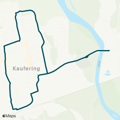 Die Münchner VerkehrsVerbund  Ortsverkehr Kaufering: Bahnhof Nord - Kaufering-Dorf - Berliner Ring - Ahornring - Bahnhof Nord map
