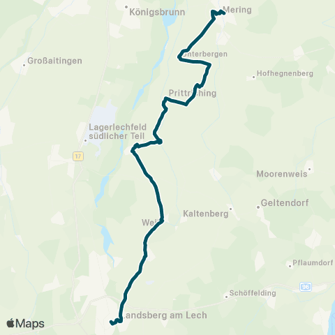 Die Münchner VerkehrsVerbund  (Kaufering - ) Landsberg - Scheuring - Prittriching - Mering map