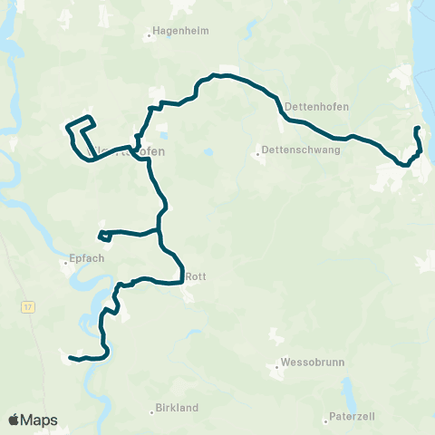 Die Münchner VerkehrsVerbund  (Kinsau - Apfeldorf - ) Rott - Issing - Thaining - Dießen map
