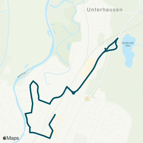 Die Münchner VerkehrsVerbund  StadtBus Weilheim Nord: Bahnhof - Einkaufspark - Unterhausen - Einkaufspark - Bahnhof map
