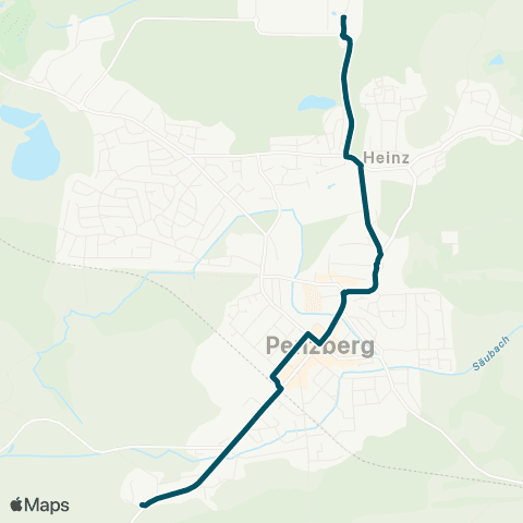 Die Münchner VerkehrsVerbund  StadtBus Penzberg: Direktverbindungen Firma Roche Im Dittenried - Bahnübergang - Zentrum - Roche map