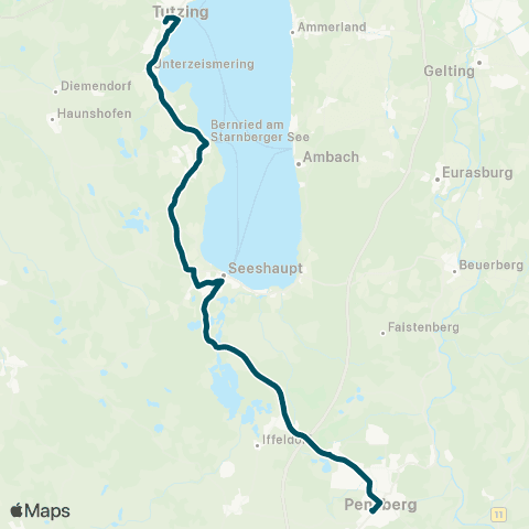 Die Münchner VerkehrsVerbund  Penzberg - Seeshaupt - Tutzing map