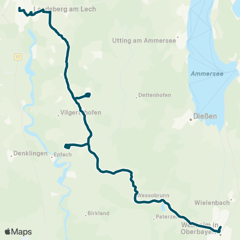 Die Münchner VerkehrsVerbund  Weilheim - Wessobrunn - Rott - Pürgen - Landsberg map