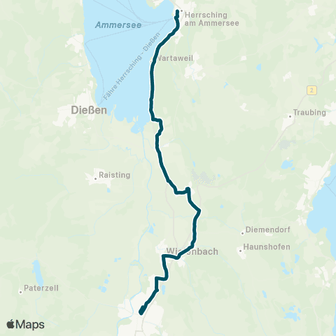 Die Münchner VerkehrsVerbund  Weilheim - Wielenbach - Wilzhofen - Pähl - Herrsching map