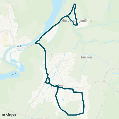 Die Münchner VerkehrsVerbund  Herzogsägmühle - Peiting - Herzogsägmühle map