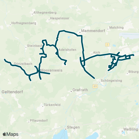 Die Münchner VerkehrsVerbund  MVV-RufTaxi Landsberied / Jesenwang / Adelshofen / Moorenweis map