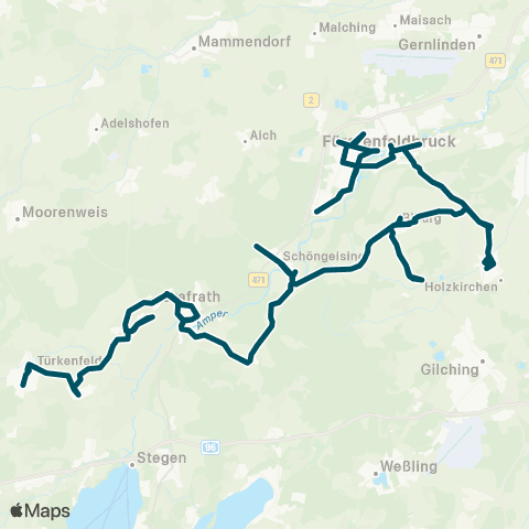 Die Münchner VerkehrsVerbund  MVV-RufTaxi Alling / Schöngeising Grafrath / Türkenfeld map