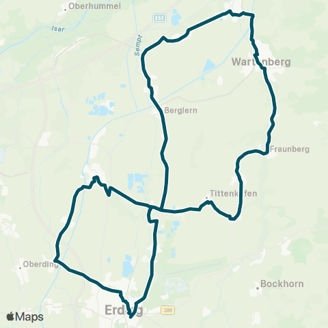 Die Münchner VerkehrsVerbund  Erding - Wartenberg - Langenpreising - Moosburg map