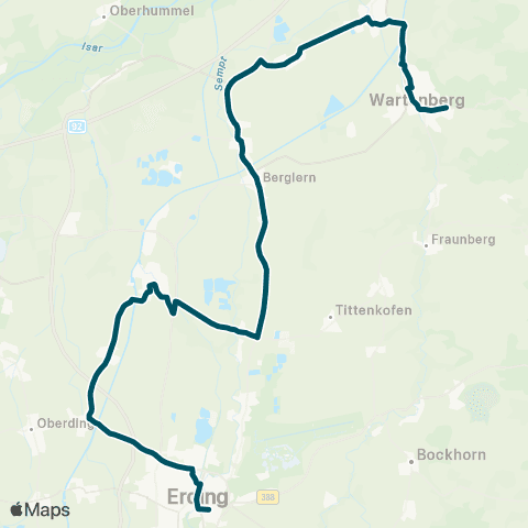 Die Münchner VerkehrsVerbund  Wartenberg - Langenpreising - Eitting - Erding map