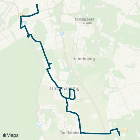 Die Münchner VerkehrsVerbund  Brunnthal, Zusestraße - Winning - Unterhaching - Sankt-Quirin-Platz - Giesing map