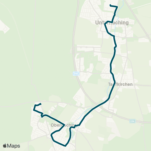 Die Münchner VerkehrsVerbund  Oberhaching, Kugler Alm - Deisenhofen - Taufkirchen - Unterhaching - Unterhaching, Schule am Sportpark map