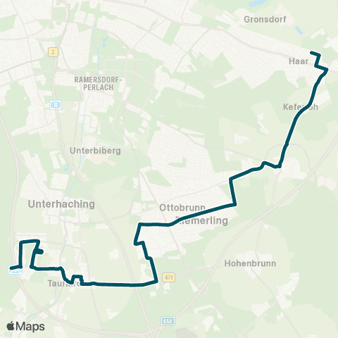 Die Münchner VerkehrsVerbund  Haar - Ottobrunn - Taufkirchen - Taufkirchen, Friedhof map