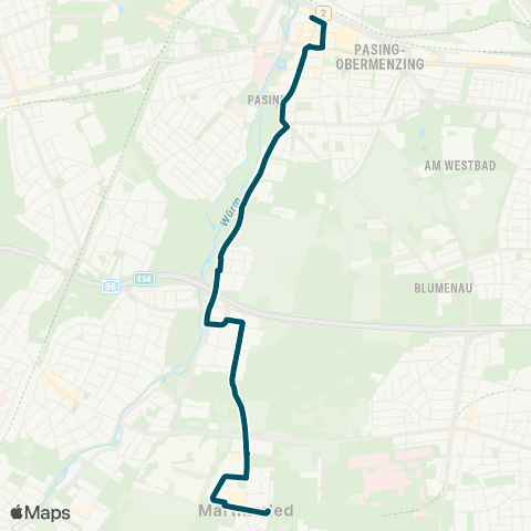 Die Münchner VerkehrsVerbund  Pasing Bf - Gräfelfing, Am Haag - Martinsried map