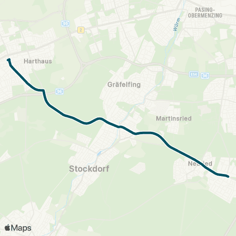 Die Münchner VerkehrsVerbund  Germering-Unterpfaffenhofen - Planegg - Fürstenried West map