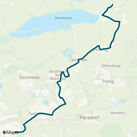 Die Münchner VerkehrsVerbund  Messestadt Ost - Feldkirchen - Kirchheim - Pliening - Neufinsing map