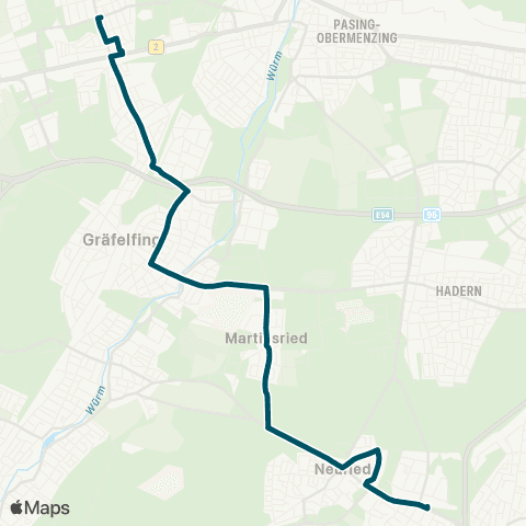 Die Münchner VerkehrsVerbund  Altenburgstr. - Lochham - Martinsried - Fürstenried West map