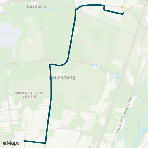 Die Münchner VerkehrsVerbund  Garching-Hochbrück - Helmholtz-Zentrum - Am Hart map