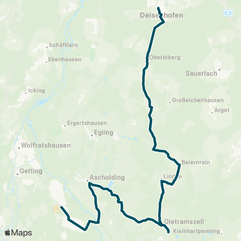 Die Münchner VerkehrsVerbund  Deisenhofen Ost - Endlhausen - Dietramszell - Ascholding - Geretsried map
