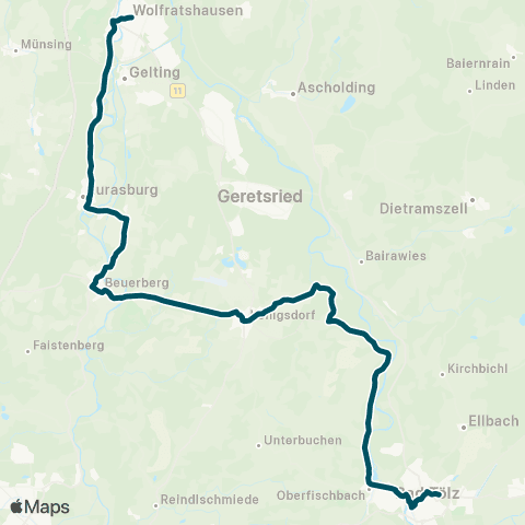 Die Münchner VerkehrsVerbund  Wolfratshausen - Eurasburg - Beuerberg - Königsdorf - Bad Tölz map