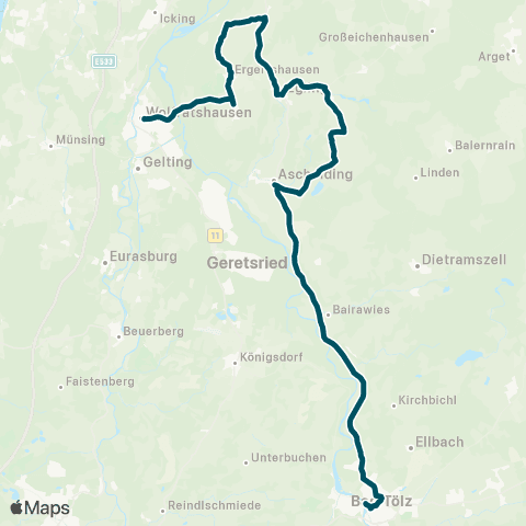 Die Münchner VerkehrsVerbund  Bad Tölz - Ascholding - Egling - Wolfratshausen map