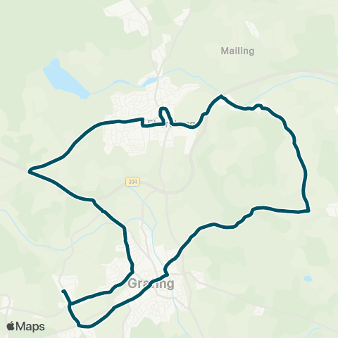 Die Münchner VerkehrsVerbund  Grafing Bf - Grafing Öxinger Platz - Oberndorf - Ebersberg Gewerbegebiet Nord - Grafing Bf map