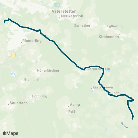 Die Münchner VerkehrsVerbund  Neuperlach Süd - Putzbrunn - Oberpframmern - Glonn - Antholing map