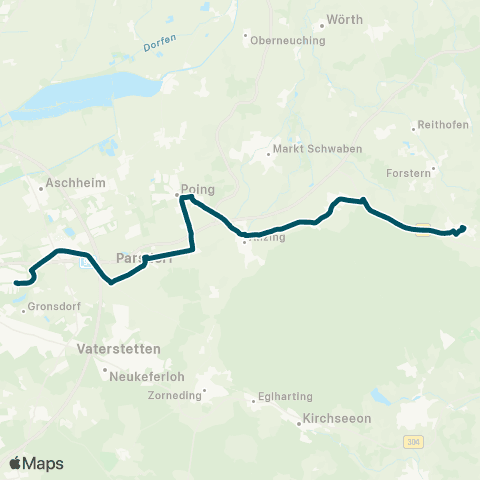 Die Münchner VerkehrsVerbund  Hohenlinden - Anzing - Poing Süd - Parsdorf - Messestadt Ost map