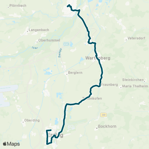 Die Münchner VerkehrsVerbund  Gammelsdorf - Moosburg - Langenpreising - Wartenberg - Erding map