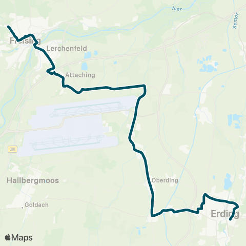 Die Münchner VerkehrsVerbund  Erding - Notzing / Oberding - Schwaig - Freising, Berufsschule / Obervellacher Str. - Freising map