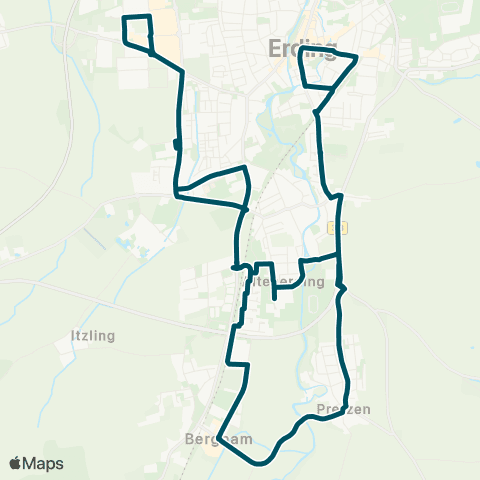 Die Münchner VerkehrsVerbund  Erding - Pretzen - Altenerding - Gewerbegebiet West - Klinikum map