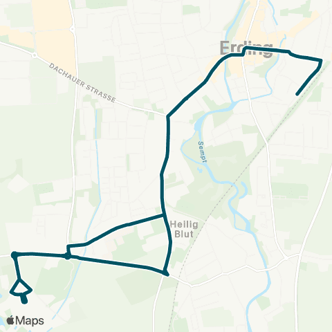 Die Münchner VerkehrsVerbund  Erding - Stadtmitte - Altenerding - Therme Erding - Erding map