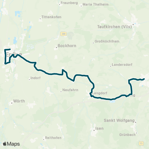 Die Münchner VerkehrsVerbund  Dorfen, Bahnhof - Landersdorf - Kirchasch - Papferding - Erding map