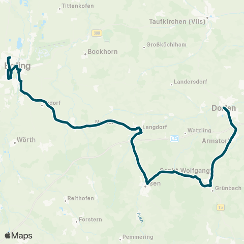 Die Münchner VerkehrsVerbund  Dorfen, Marienplatz - St. Wolfgang - Isen - Walpertskirchen - Erding map