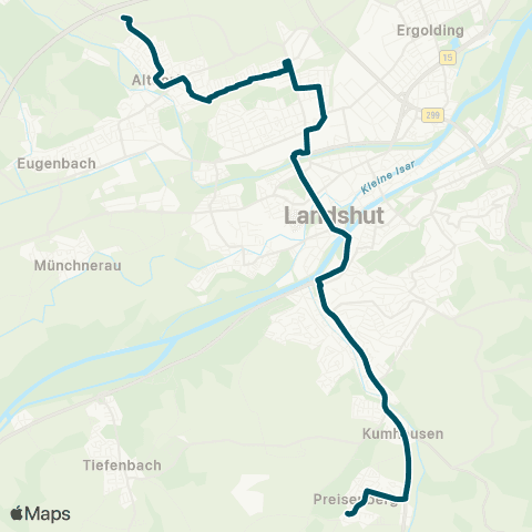 Die Münchner VerkehrsVerbund  Preisenberg - Kumhausen - Ländtorplatz - Hauptbahnhof - Altdorf map