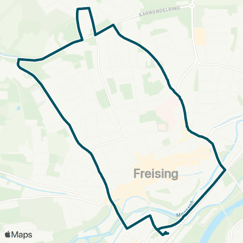 Die Münchner VerkehrsVerbund  Freising - Berufsschule - Kleine Wies - Klinikum Ost - Freising map
