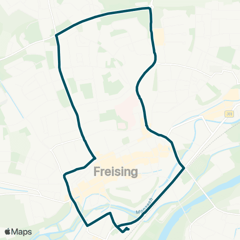 Die Münchner VerkehrsVerbund  Freising - Prinz-Ludwig-Straße - Waldfriedhof - Klinikum Ost - Freising map