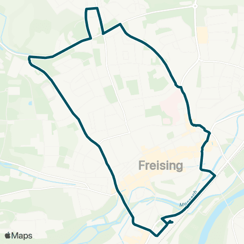 Die Münchner VerkehrsVerbund  Freising - Klinikum Ost - Kleine Wies - Berufsschule - Freising map