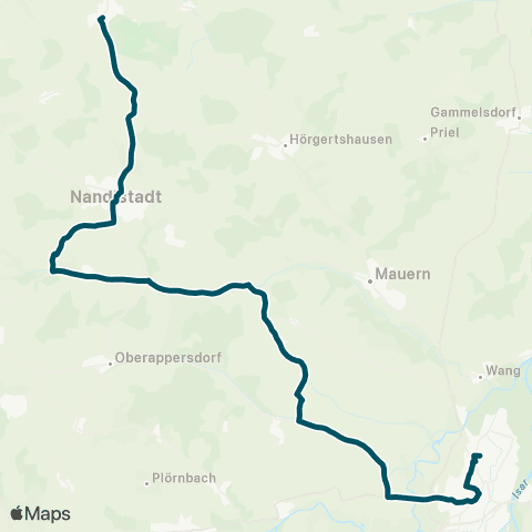 Die Münchner VerkehrsVerbund  Tegernbach (Lkr.FS) - Nandlstadt - Bergen - Moosburg map