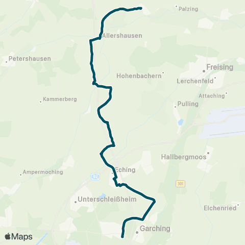 Die Münchner VerkehrsVerbund  Kirchdorf a. d. Amper - Allershausen - Eching Nord / Süd - Garching-Hochbrück map