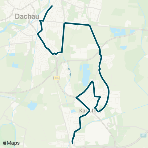 Die Münchner VerkehrsVerbund  Dachau, Schulen - Dachau - Karlsfeld map