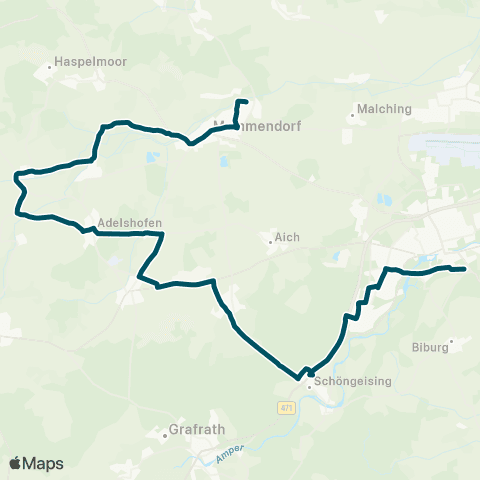 Die Münchner VerkehrsVerbund  Mammendorf - Adelshofen - Jesenwang - Schöngeising - Fürstenfeldbruck map