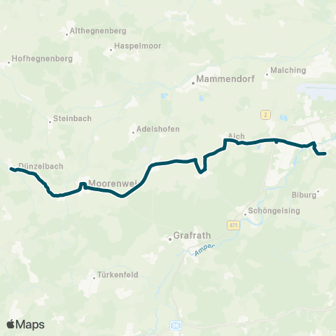 Die Münchner VerkehrsVerbund  Dünzelbach - Moorenweis - Jesenwang - Landsberied - Fürstenfeldbruck map