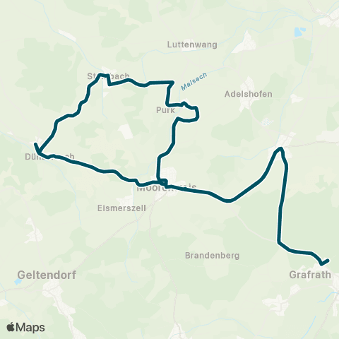 Die Münchner VerkehrsVerbund  Grafrath - Jesenwang - Grunertshofen - Dünzelbach - Zell - Moorenweis - Grafrath map