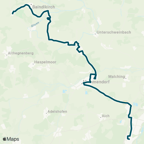 Die Münchner VerkehrsVerbund  Tegernbach - Mittelstetten - Oberschweinbach - Mammendorf - Buchenau map