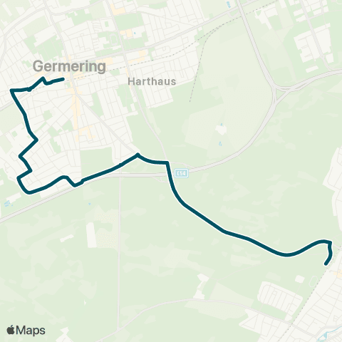 Die Münchner VerkehrsVerbund  Germering-Unterpfaffenhofen - Germering, Neue Gautinger Straße - Planegg West map