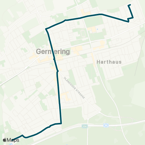 Die Münchner VerkehrsVerbund  Germering, Freibad / Polariom - Germering-Unterpfaffenhofen - Germering, Kriemhildenstraße map